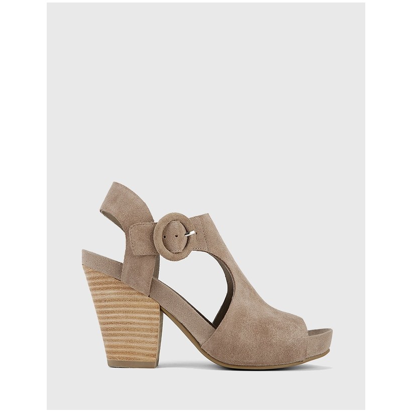 Cleary Open Toe Block Heel T-Bar Sandals Grey by Wittner