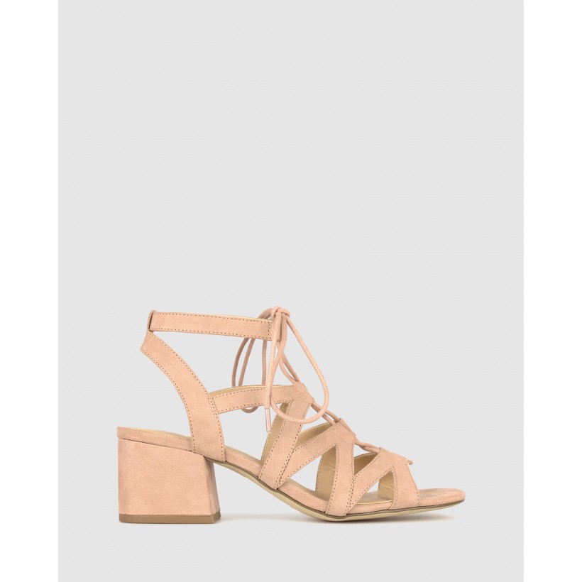 Clove Lace Block Heel Sandals Cameo Rose by Betts