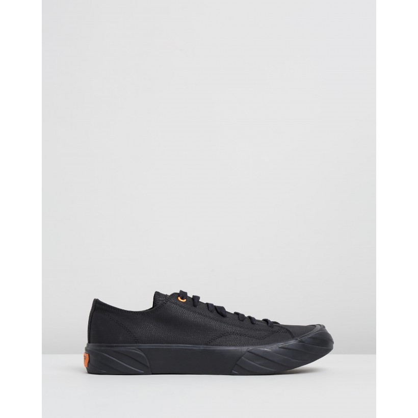 Coated Canvas Sneakers Black & Orange by Age