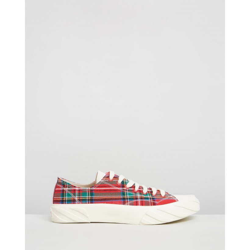 Coated Canvas Sneakers Red Check Cotton by Age
