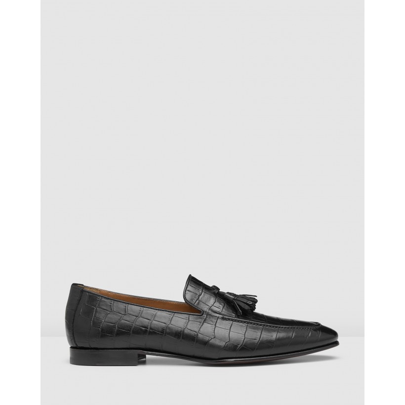 Connery Loafers Croc. Black by Aquila