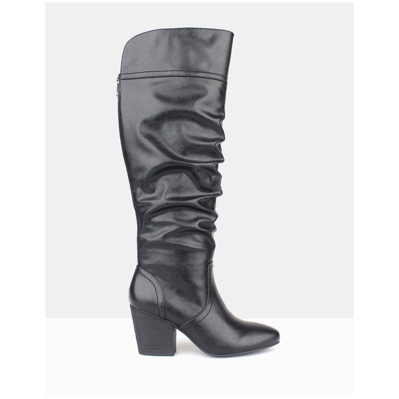Cuba Ruched Knee-High Boots Black by Betts