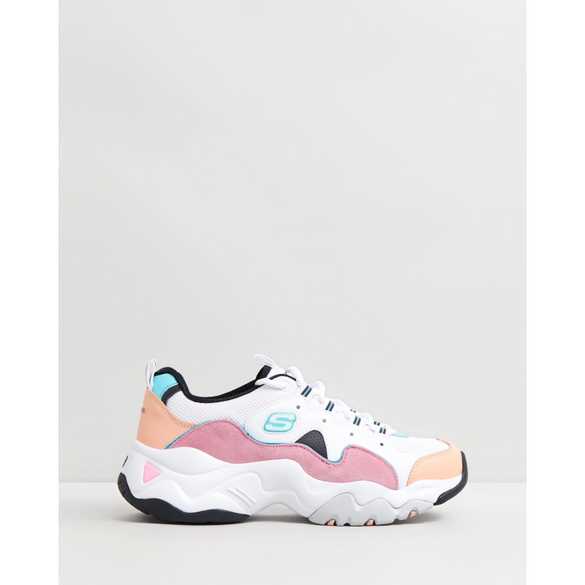 pink and white skechers