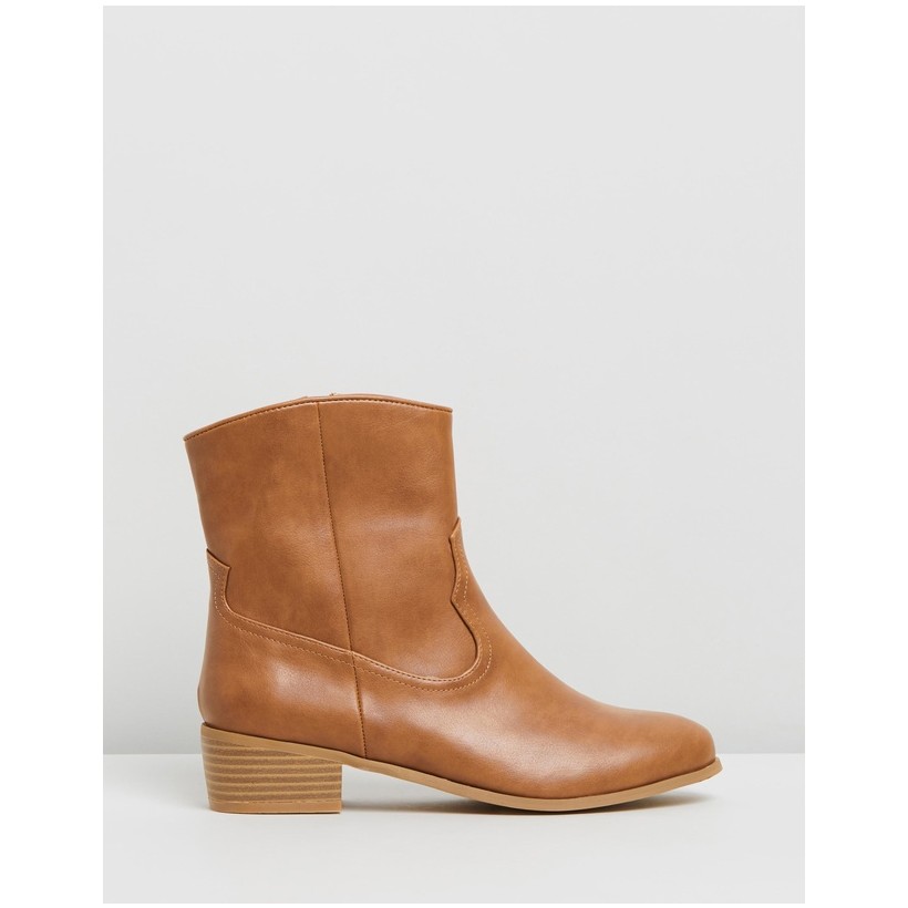 Dallas Ankle Boots Tan by Dazie
