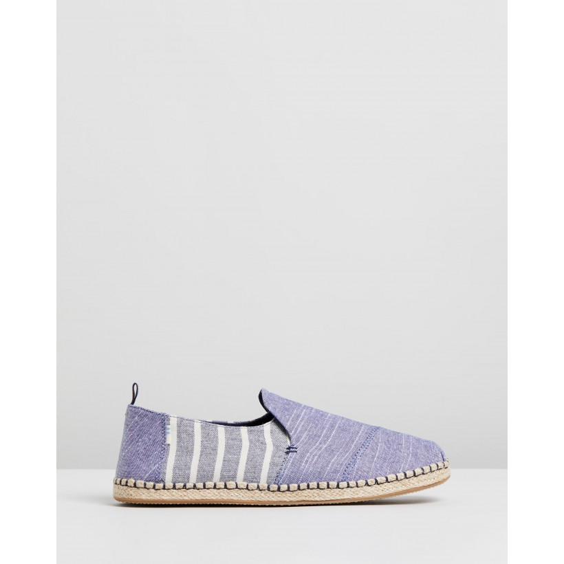 Deconstructed Alpargata - Men's Navy Rugged Stripe by Toms