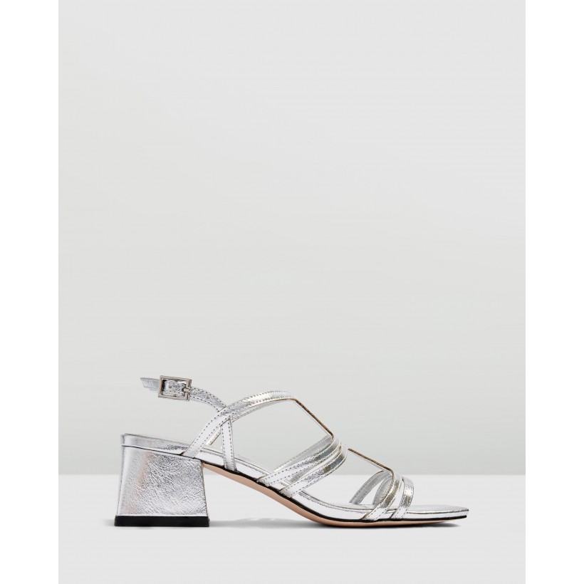 Delia T-Bar Sandals Silver by Topshop
