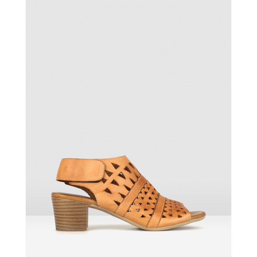 Delicious Cut Out Leather Sandals Tan by Airflex