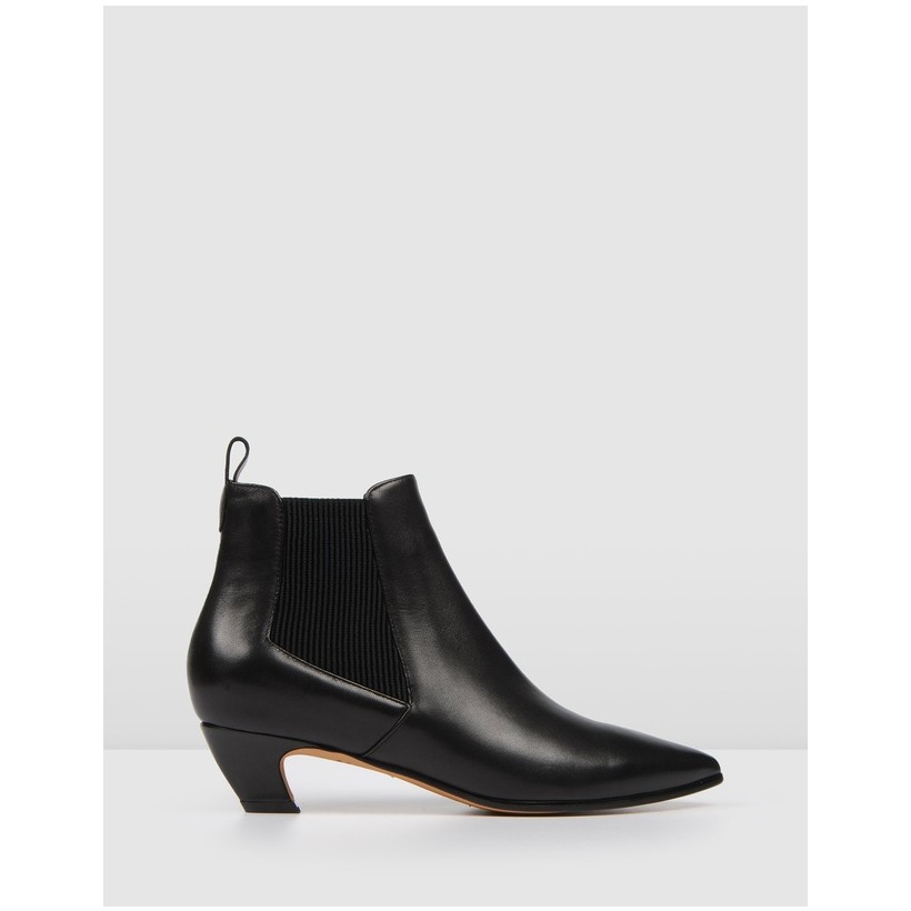 Della Ankle Boots Black Leather by Jo Mercer