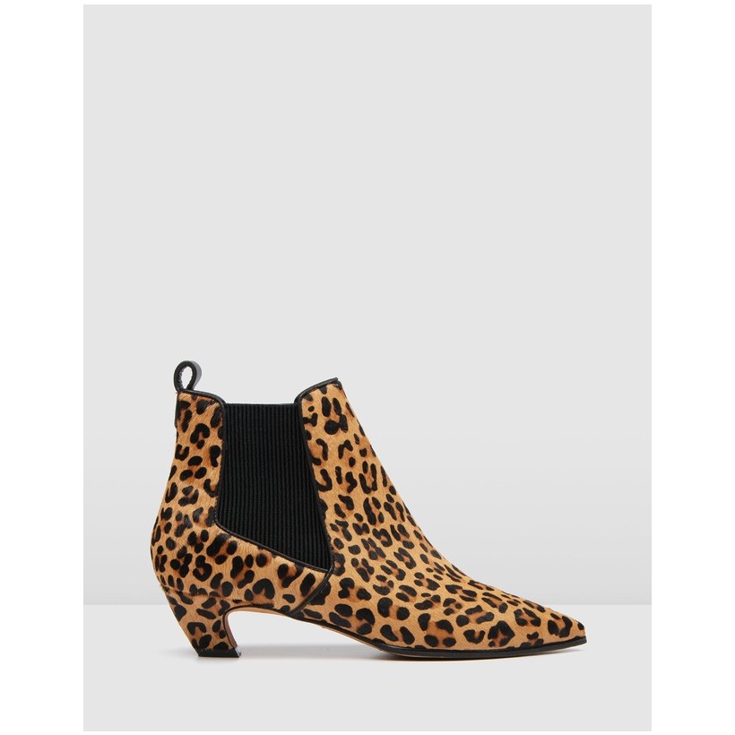 Della Ankle Boots Leopard Pony Hair by Jo Mercer