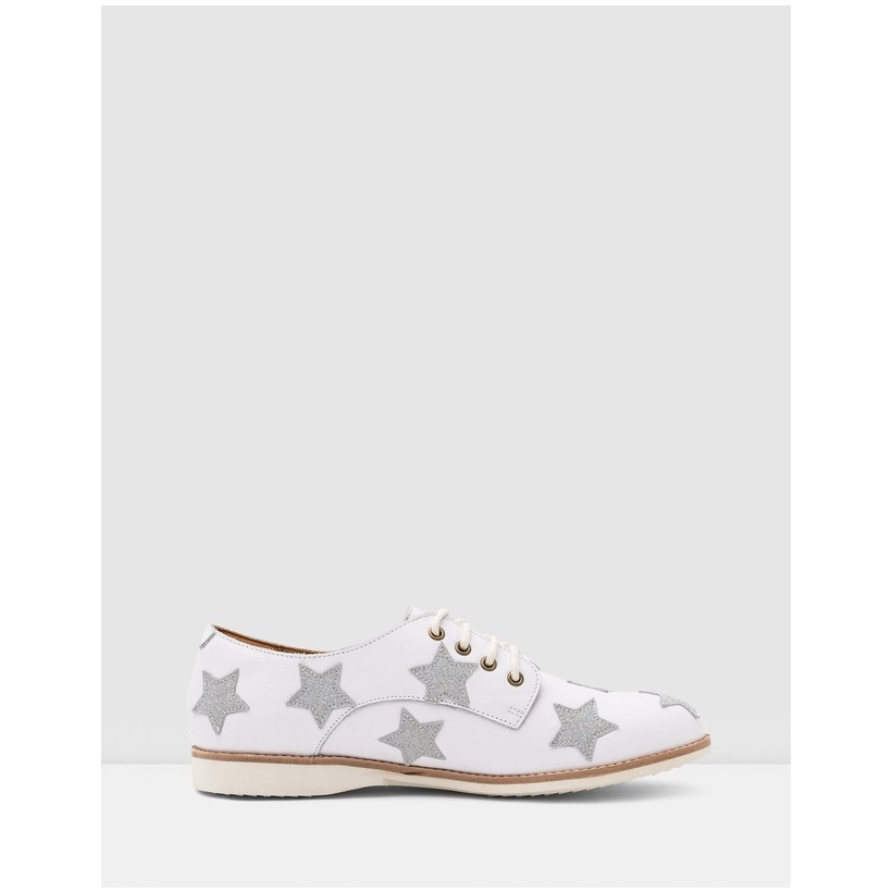 Derby Shoes White & Silver Stars by Rollie