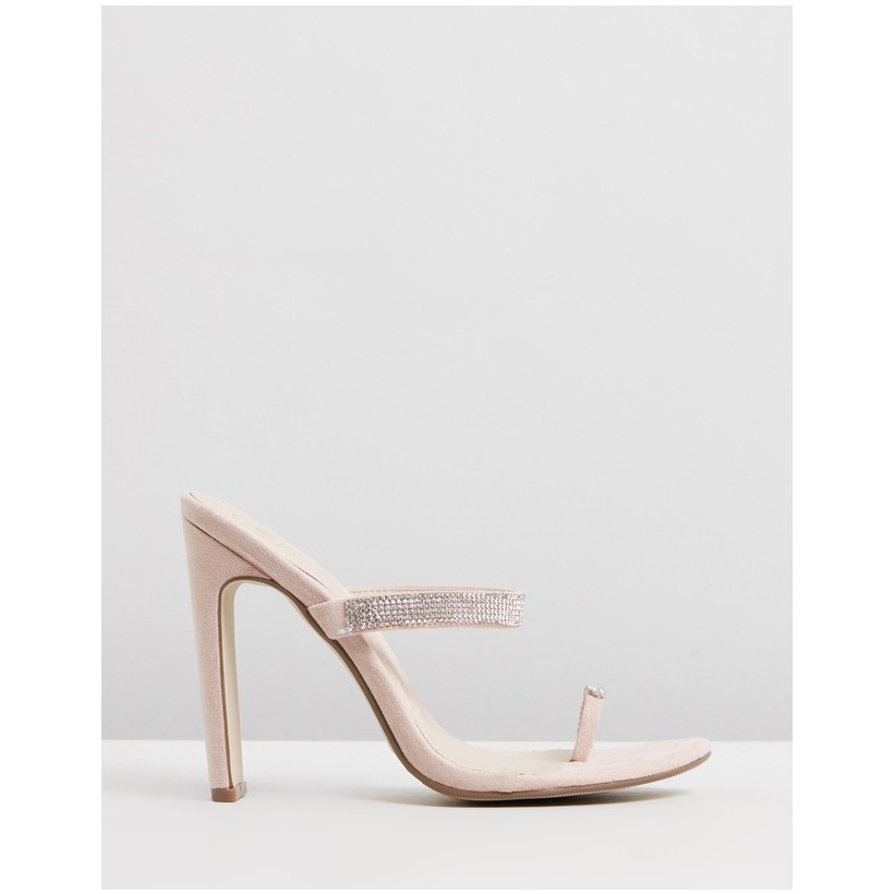 Diamante Toe Post Heels Nude by Missguided