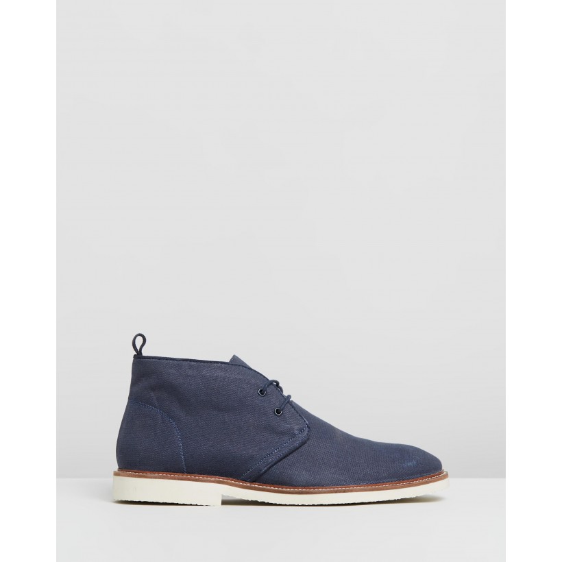 Dillon Canvas Desert Boots Navy by Staple Superior