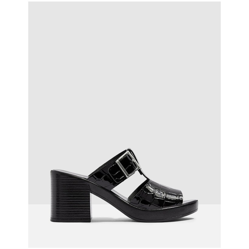 Dixie Buckle Mules Black by Topshop