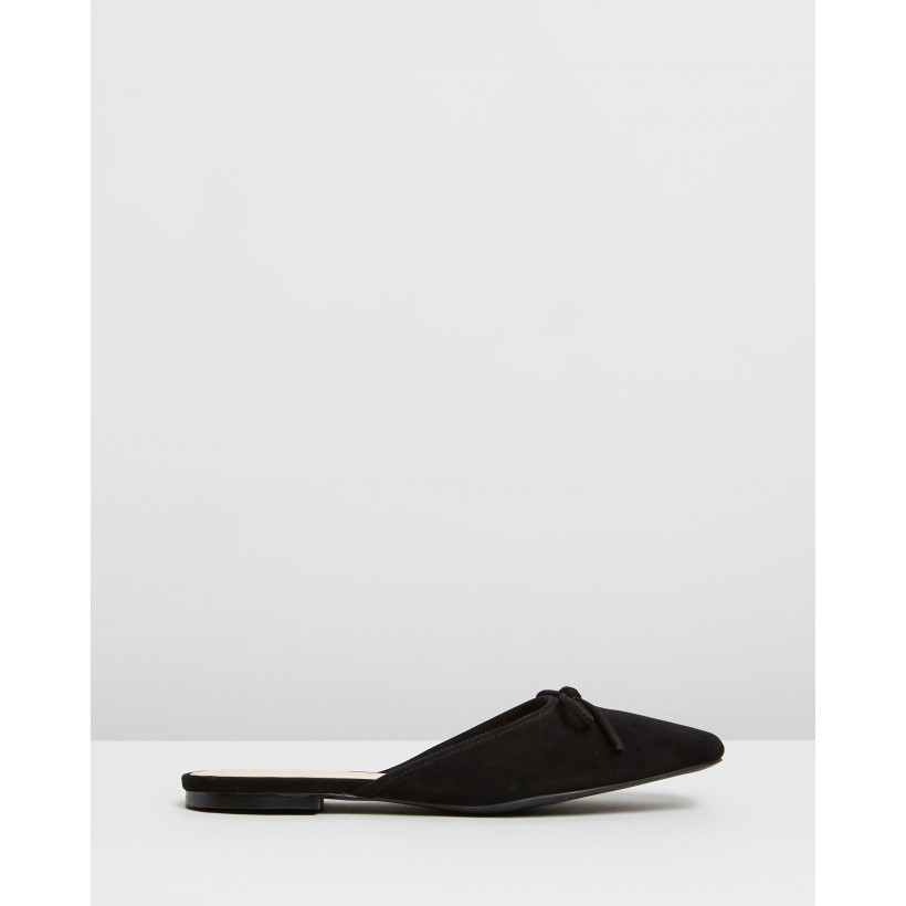 Elin Leather Ballet Mules Black Suede by Atmos&Here