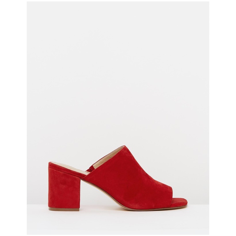 Em Leather Mules Red Suede by Atmos&Here