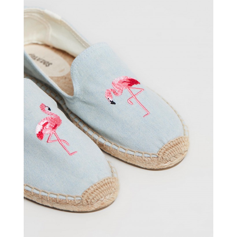 Embroidered Smoking Slippers Chambray by Soludos