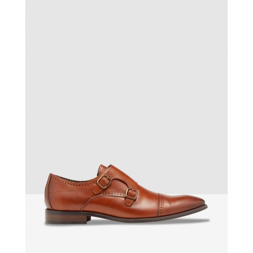 Enrique Leather Monk Shoes Cognac Firenze by Oxford