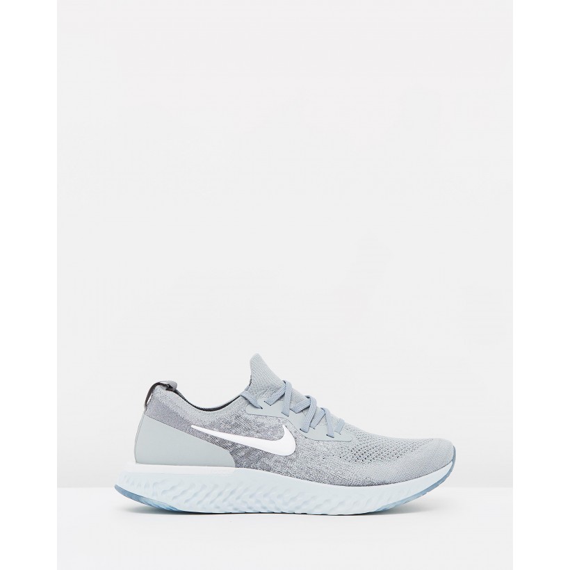 Epic React Flyknit - Men's Wolf Grey, White & Pearl Platinum by Nike