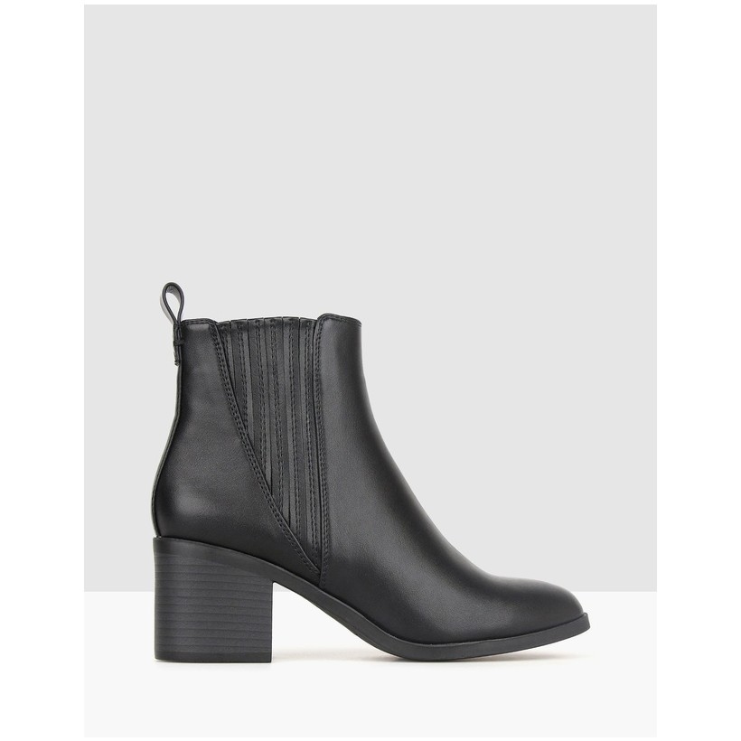 Essence Block Heel Ankle Boots Black by Betts