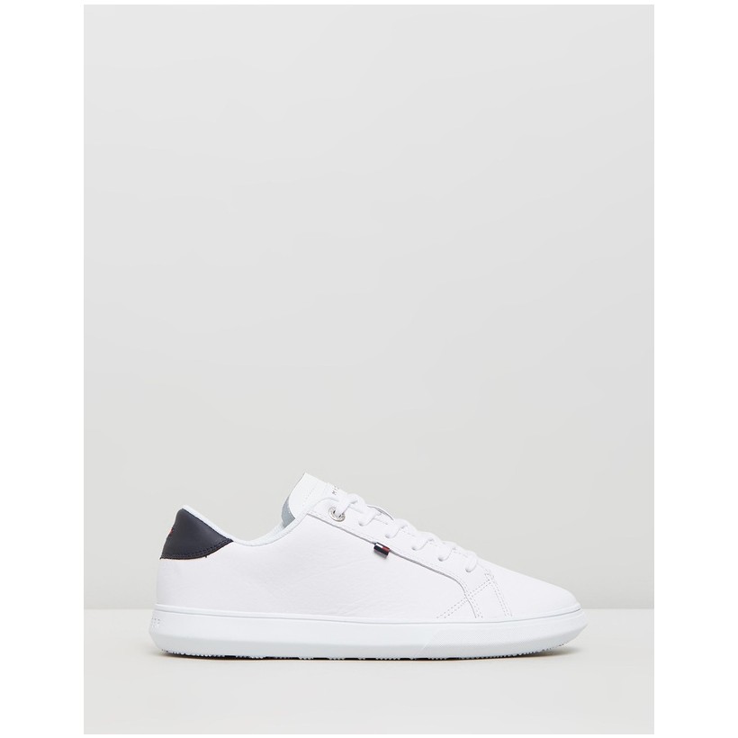 Essential Leather Cupsole Sneakers White Leather by Tommy Hilfiger