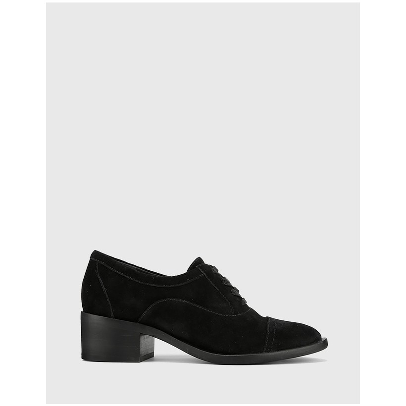 Fallow Block Heel Lace Up Brogues Black by Wittner