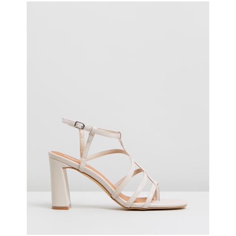 Farrah Strappy Toe Post Heels Nude Smooth by Rubi