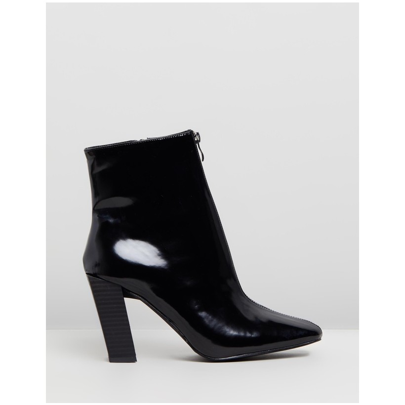 Feature Heel Zip Boots Black by Missguided