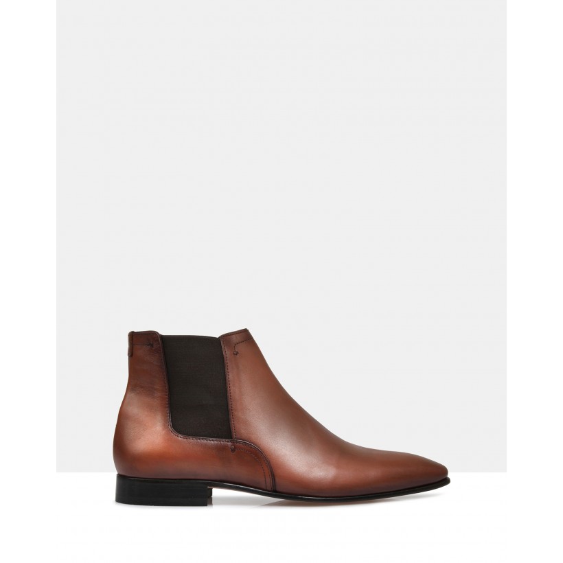 Finn Leather Ankle Boots Brown by Brando