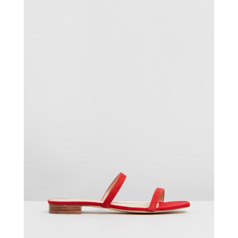 Fliss Double Strap Sandals Red Suede by Atmos&Here