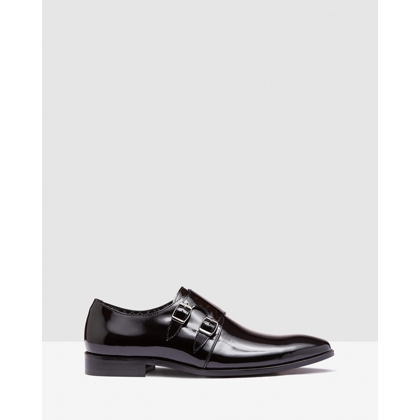Fredricho Hs Leather Monk Shoe Black by Oxford