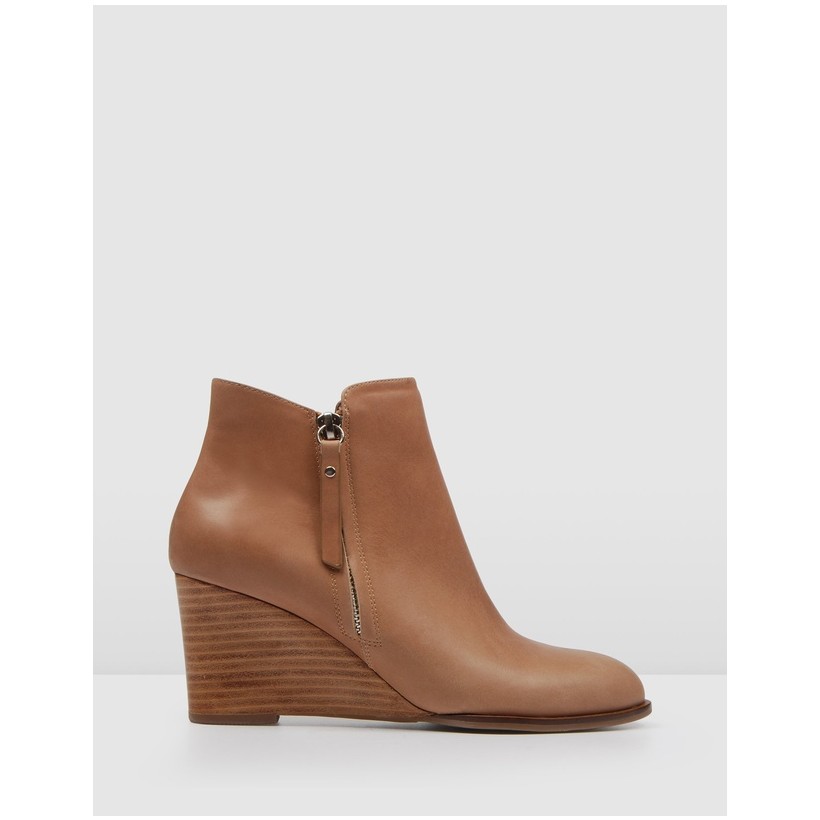 Freja Wedge Ankle Boots TanLeather by Jo Mercer