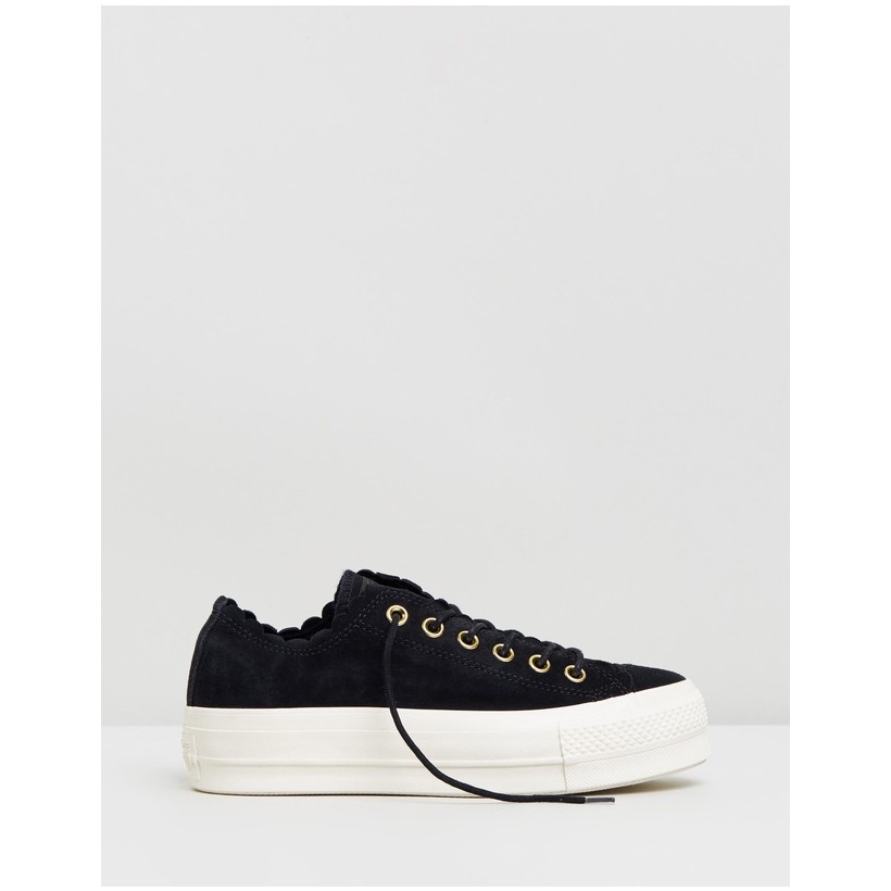 Frilly Thrills Lift Ox - Women's Black, Gold & Egret by Converse