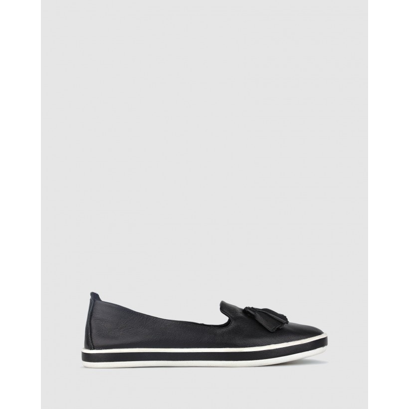 Gabble Slip On Leather Loafers Black by Airflex
