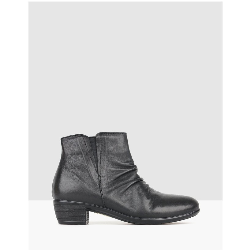 Ginny Leather Ankle Boots Black by Airflex