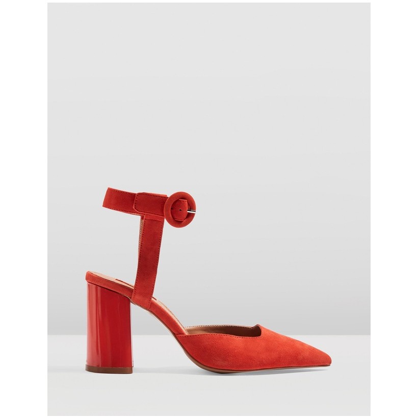 Graceful Ankle Strap Heels Red by Topshop