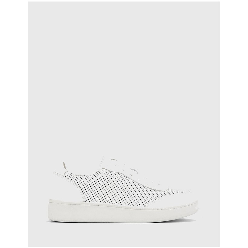 Grady Round Toe Perforated Sneakers White by Wittner