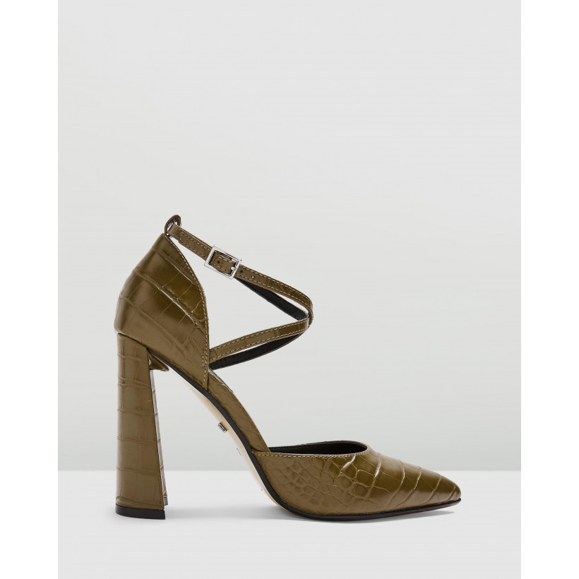 Grape Flare Heels Olive by Topshop