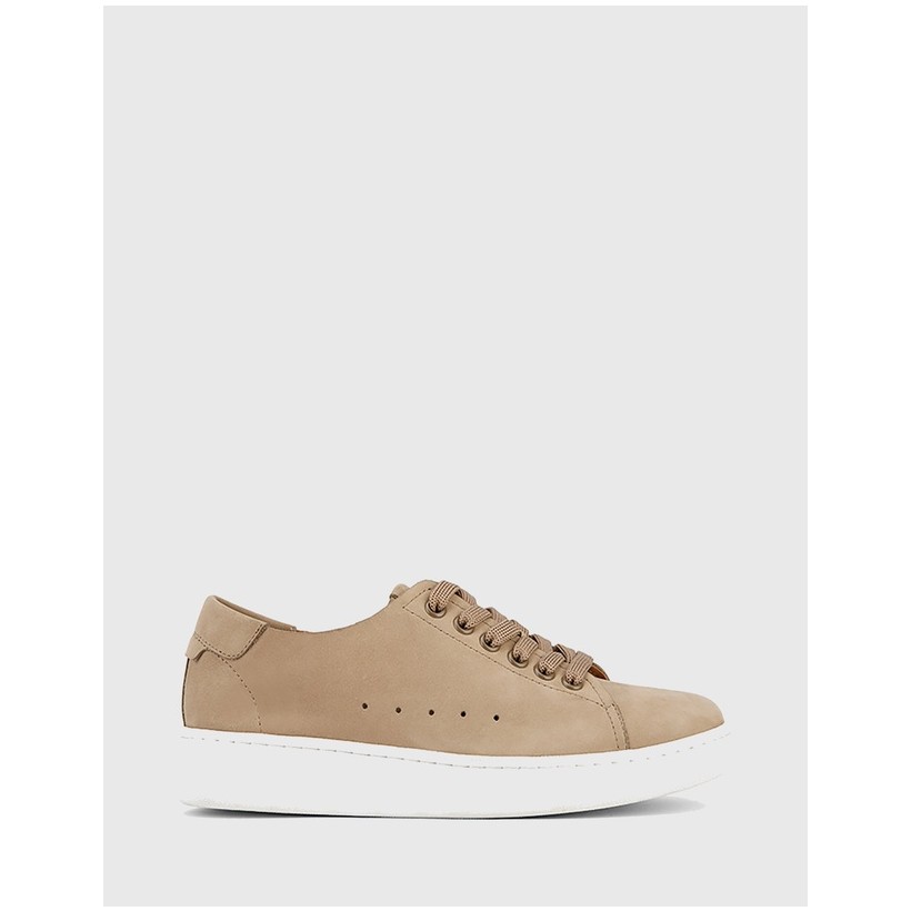 Graphite Lace Up Sneakers Tan by Wittner