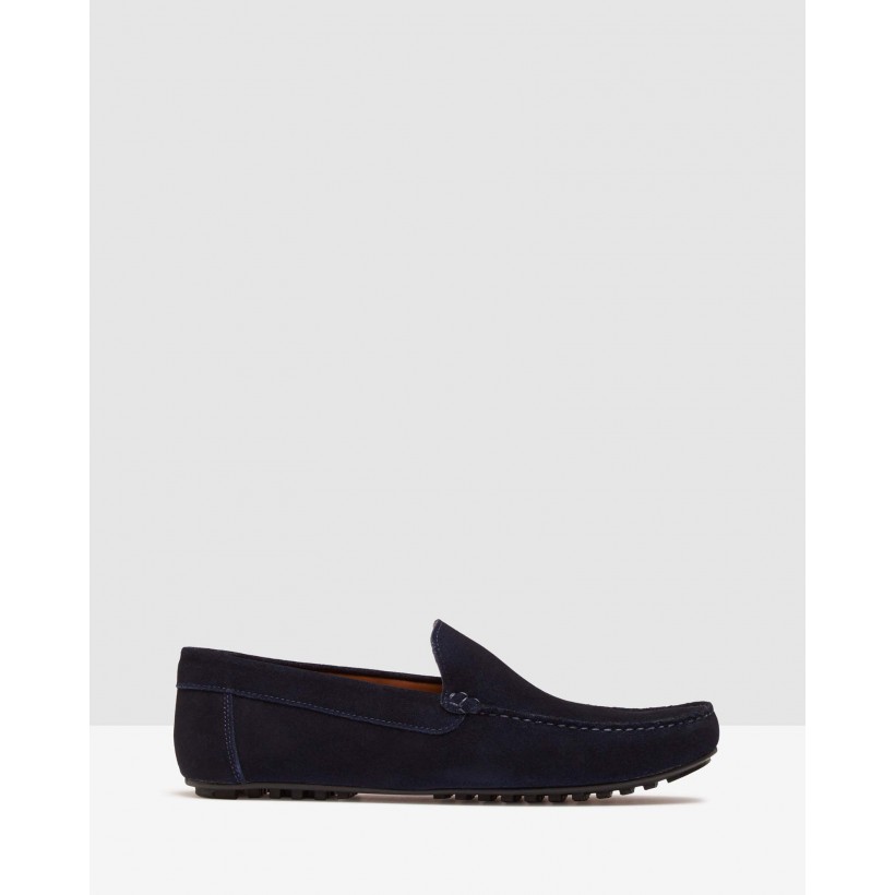 Gunner Suede Slip On Shoes Navy by Oxford