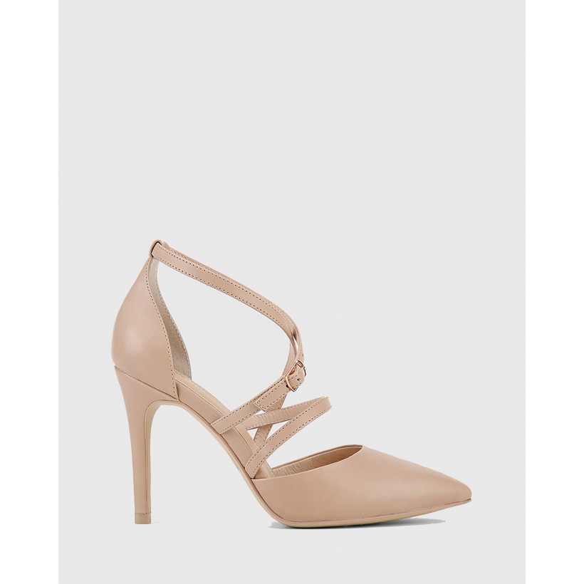 Hanisha Leather Pointed Toe Stiletto Heels Nude by Wittner