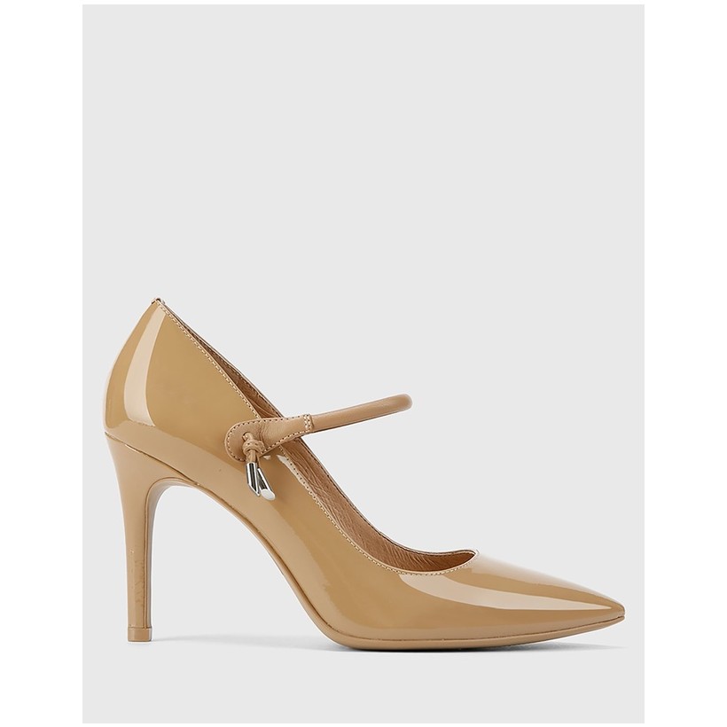 Hanner Patent & Suede Leather Stiletto Heels Tan by Wittner