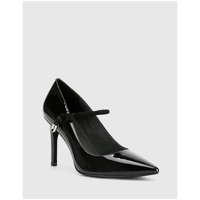Hanner Patent & Suede Leather Stiletto Heels Black by Wittner