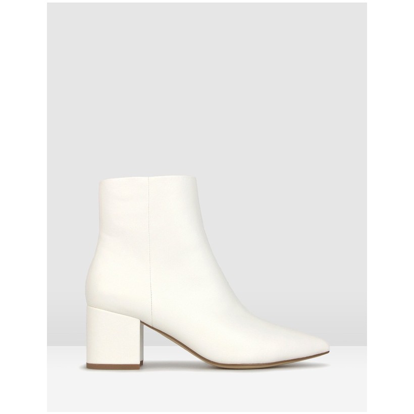 Harper Block Heel Ankle Boots White by Betts