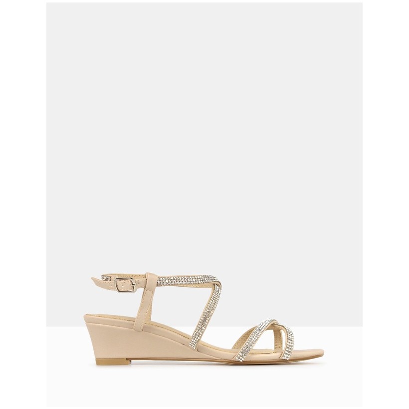 Heart Bling Strap Low Wedges Nude by Betts