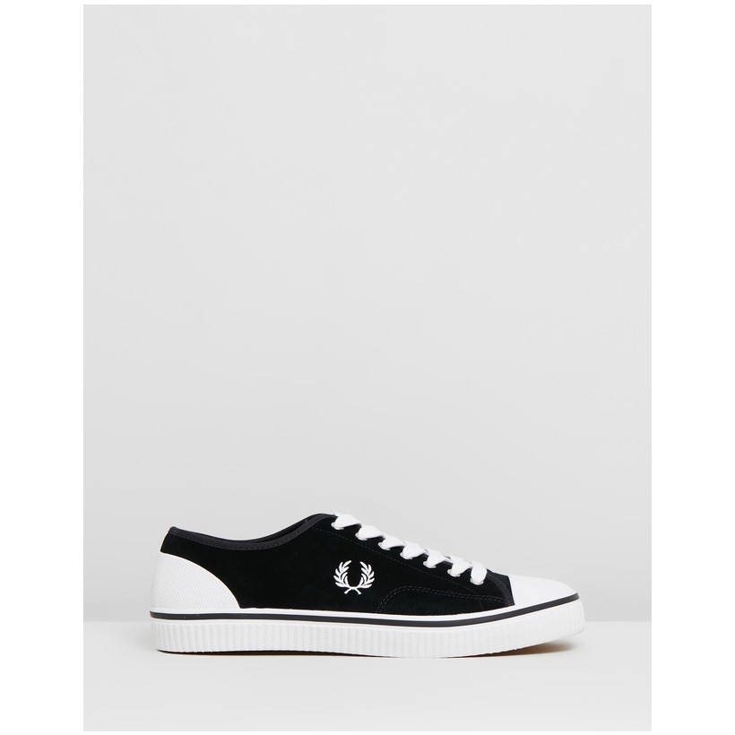 Hughes Low Suede - Men's Black & Snow White by Fred Perry