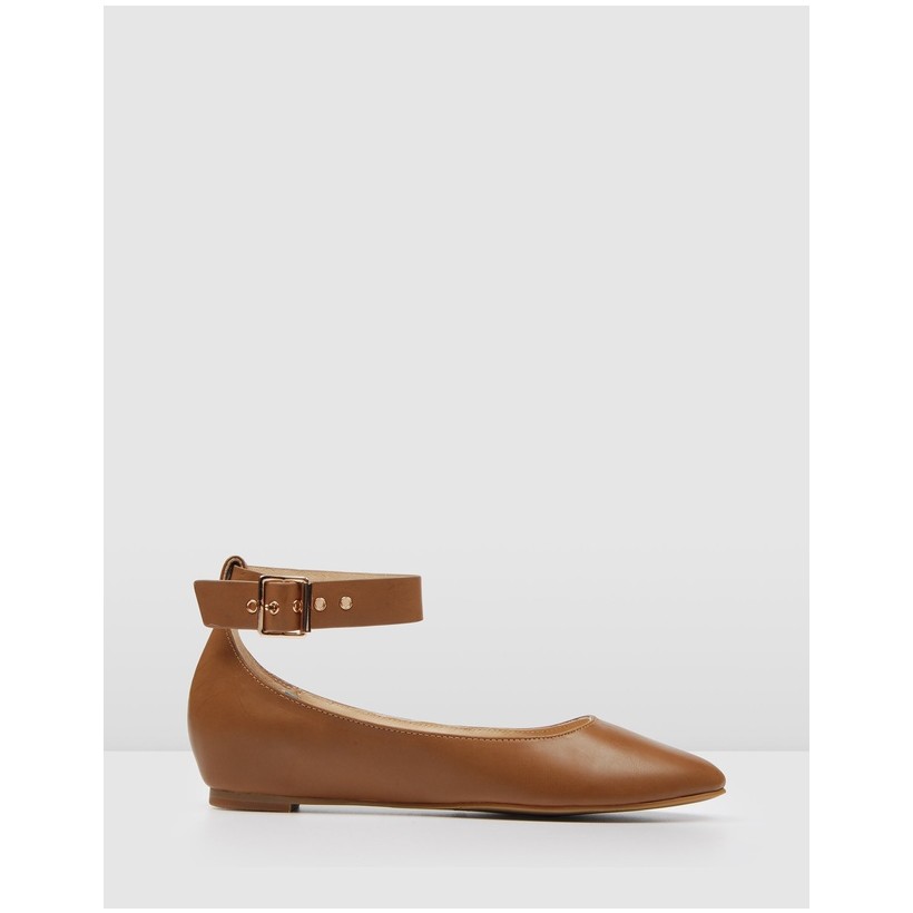 Indy Casual Flats Tan Leather by Jo Mercer