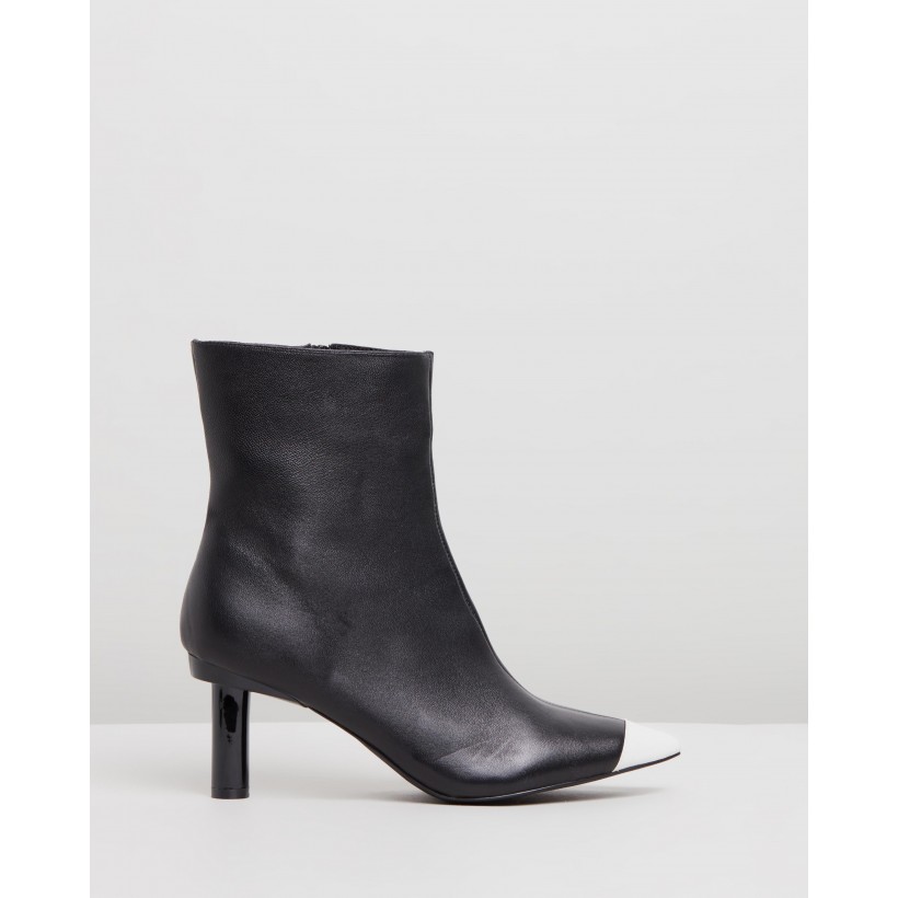 Ines Leather Ankle Boots Black & White by Atmos&Here