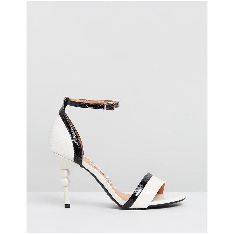 Ivie Heeled Sandals White & Black by Vizzano