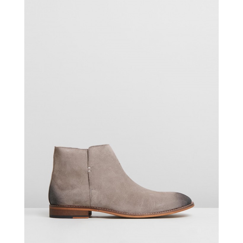 Jagger Suede Zip Boots Taupe by Double Oak Mills