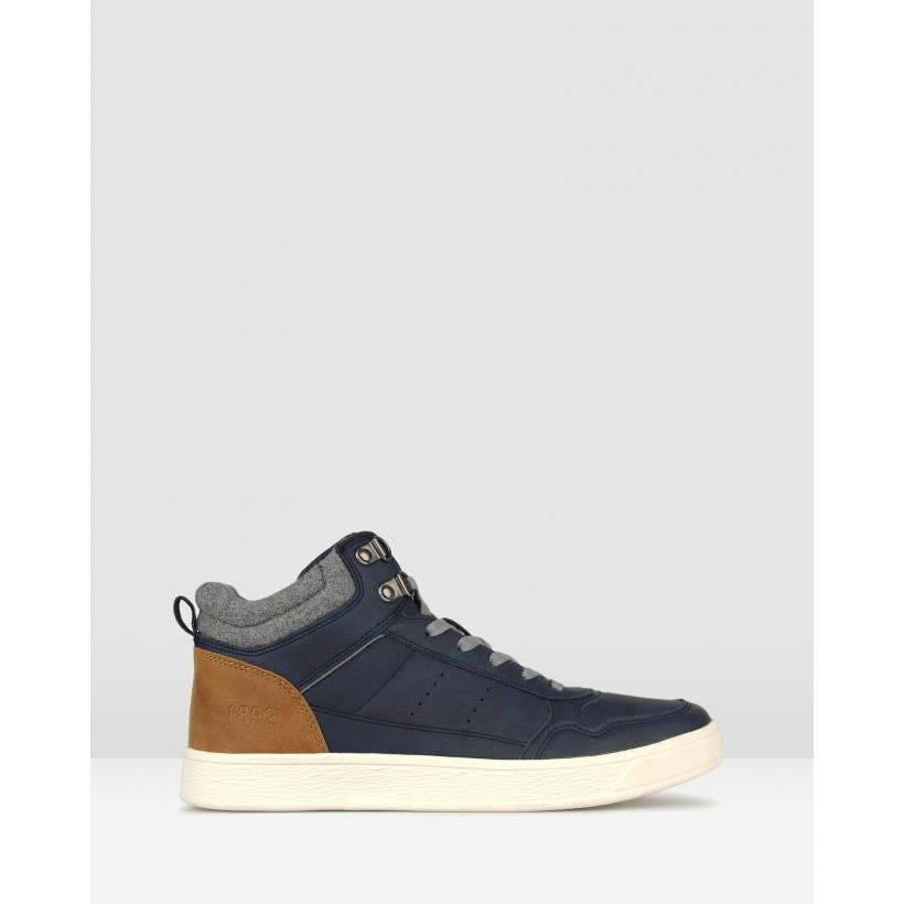 Jed High Top Lifestyle Sneakers Navy by Betts
